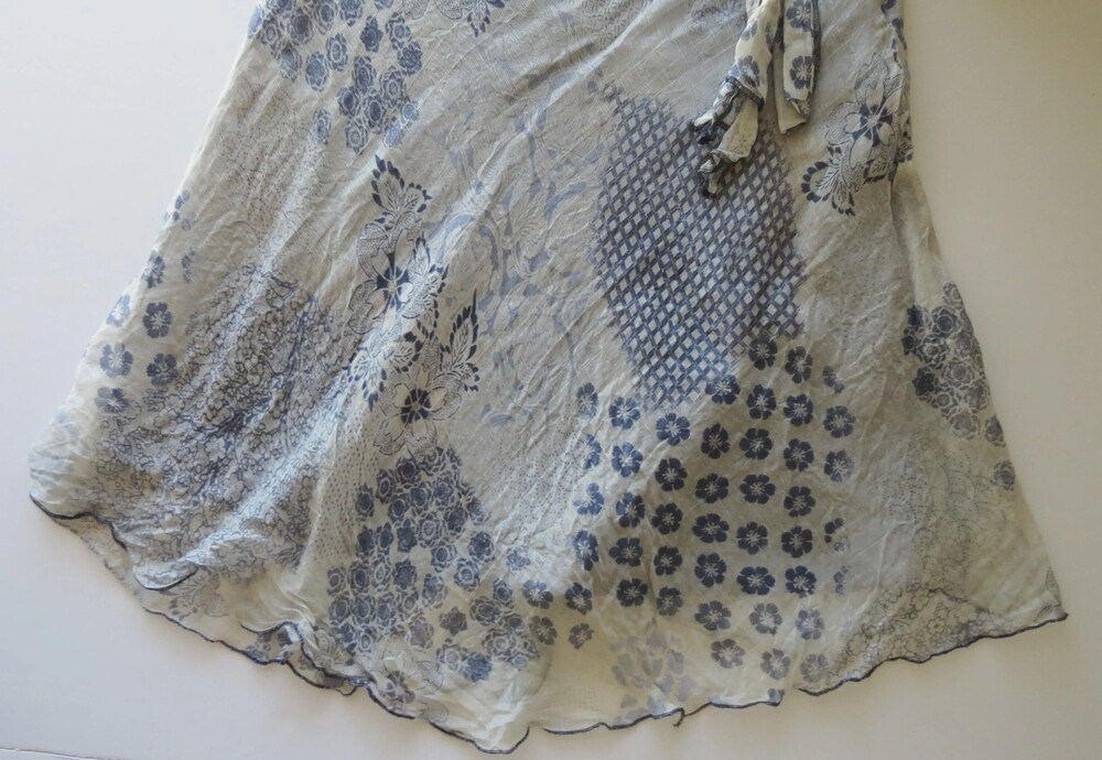 Vintage Italian Silk Skirt, 2000s, Silk Linen Blend Knee Length, Handkerchief He